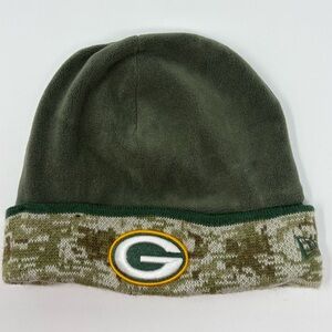 NEW ERA: Green Bay Packer Salute to Service Beanie Hat Camo Cuffed. One Size
